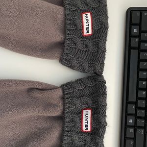 Hunter Boot Socks, grey cable knit, size Large